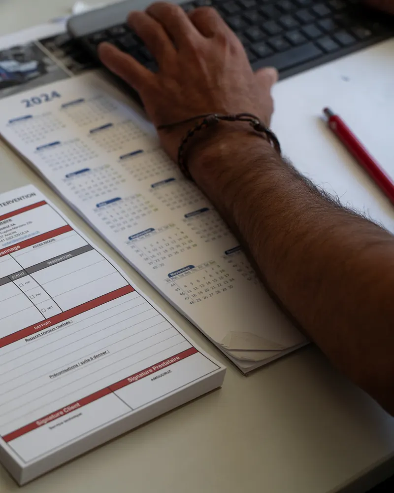 Bon d'intervention Amoudruz SA rempli après une intervention